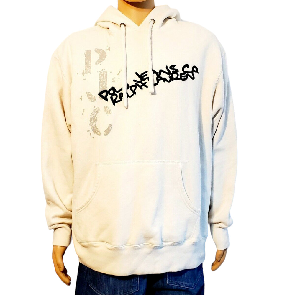 Polo Jeans Co Vintage Ralph Lauren Spellout Hoodie Beige Mens LARGE